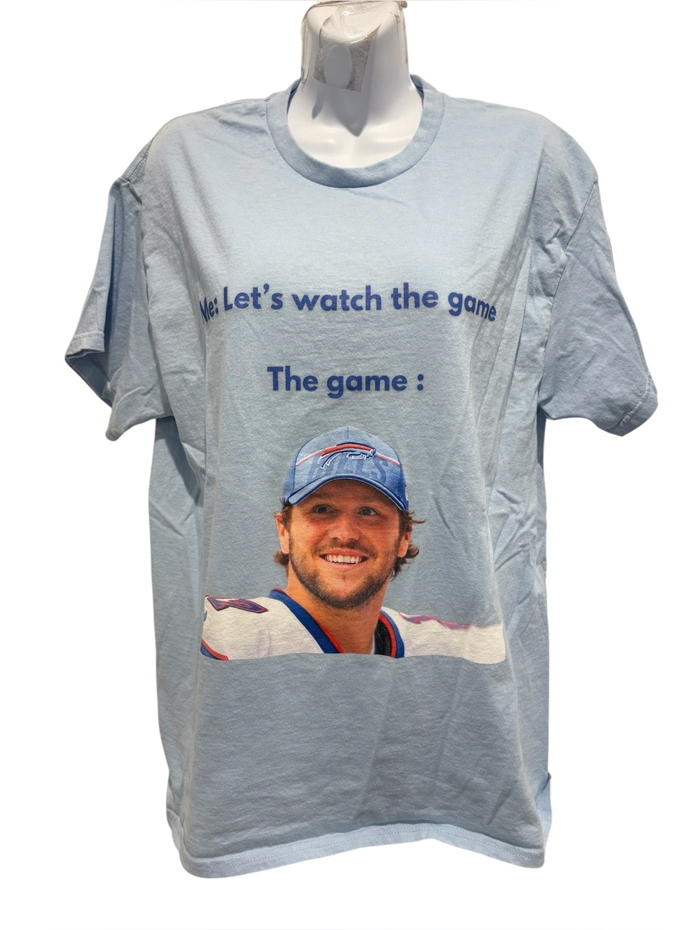 BUFFALO BILLS JOSH ALLEN Short Sleeve Tshirt Light Blue Size Large